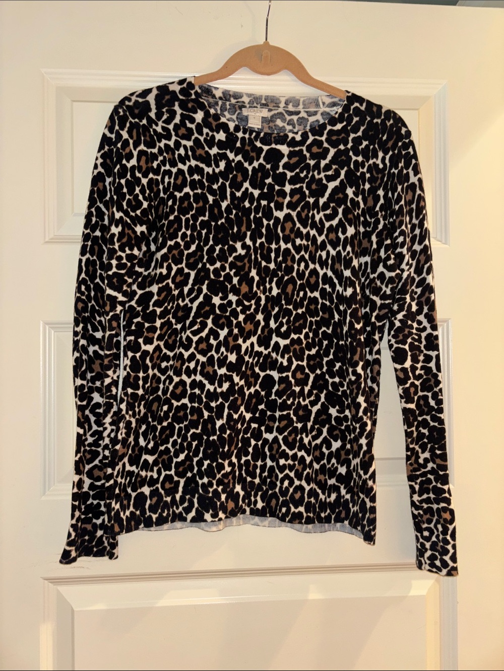 J. Crew - Women's Long-Sleeve Leopard Print Lightweight Sweater - Black & Brown